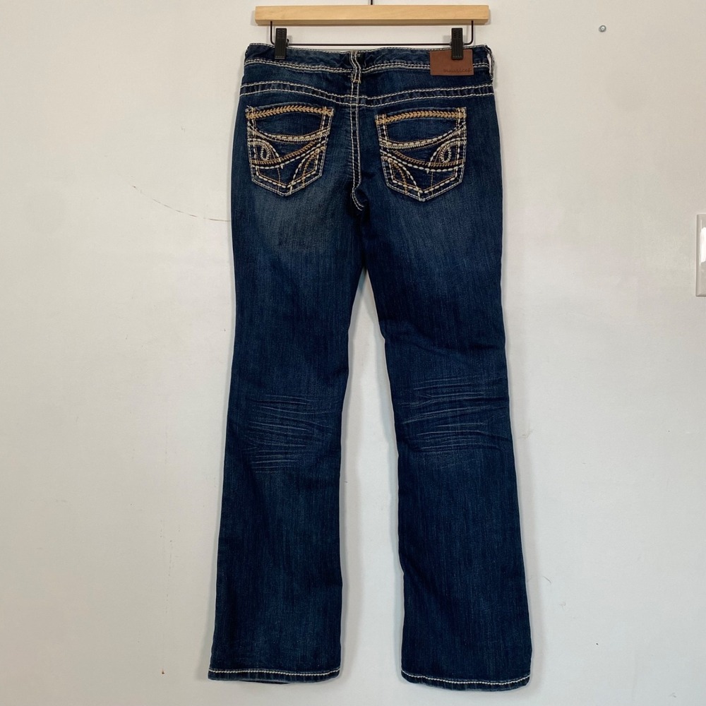 Maurices Womens Y2K Straight Leg Jeans Size 3/4 Short Dark Wash Low Rise Stretch - Picture 4 of 12
